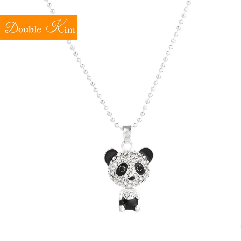 Комплект панды Подвеска из шнека ожерелье нержавеющей стали серебряного цвета