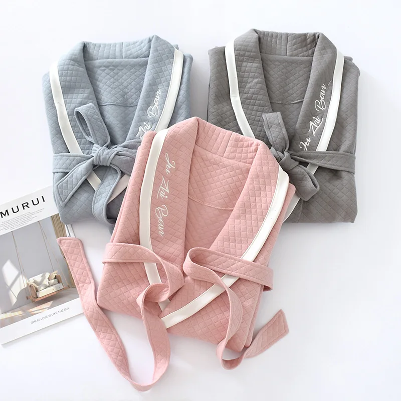 Новые однотонные банные халаты из 100% чистого хлопка халат унисекс пижама с