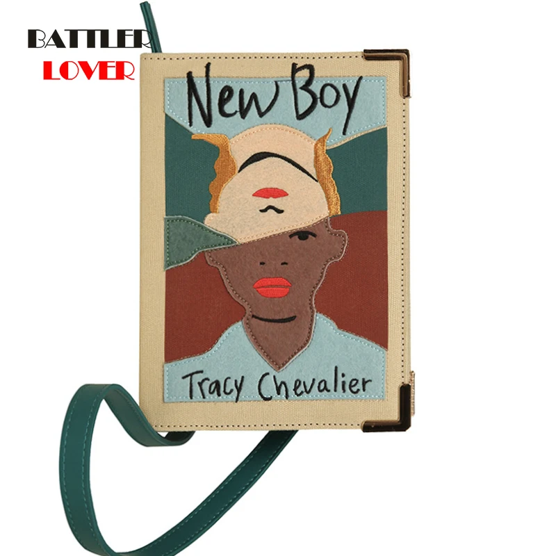 

Trendy Canvas Clutch Shoulder Bag Small Crossbody Bag For Women Purses And Handbags Embroidered Pattern Designer Book Shape Flap