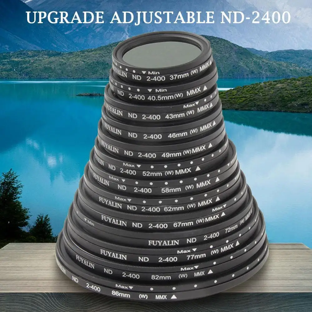 ND Filter ND2-400 nd filter 37/40.5/43/46/49/52/55/62/67/72/77mm Neutral Density Variable Lens Filter Adjustable Camera Fad