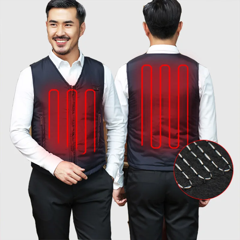 

Outdoor electric heating vest USB heating v-neck vest outdoor winter heat preservation jacket for men and women's clothing