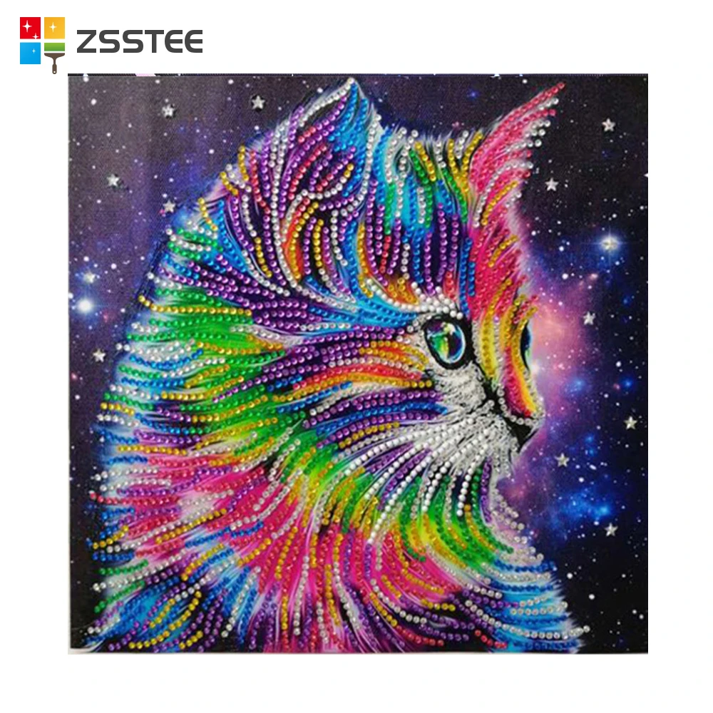 

ZSSTEE Special Shaped Diamond Painting DIY 5D Partial Drill Cross Stitch cat Crystal Rhinestone Of Picture Diamond Embroidery