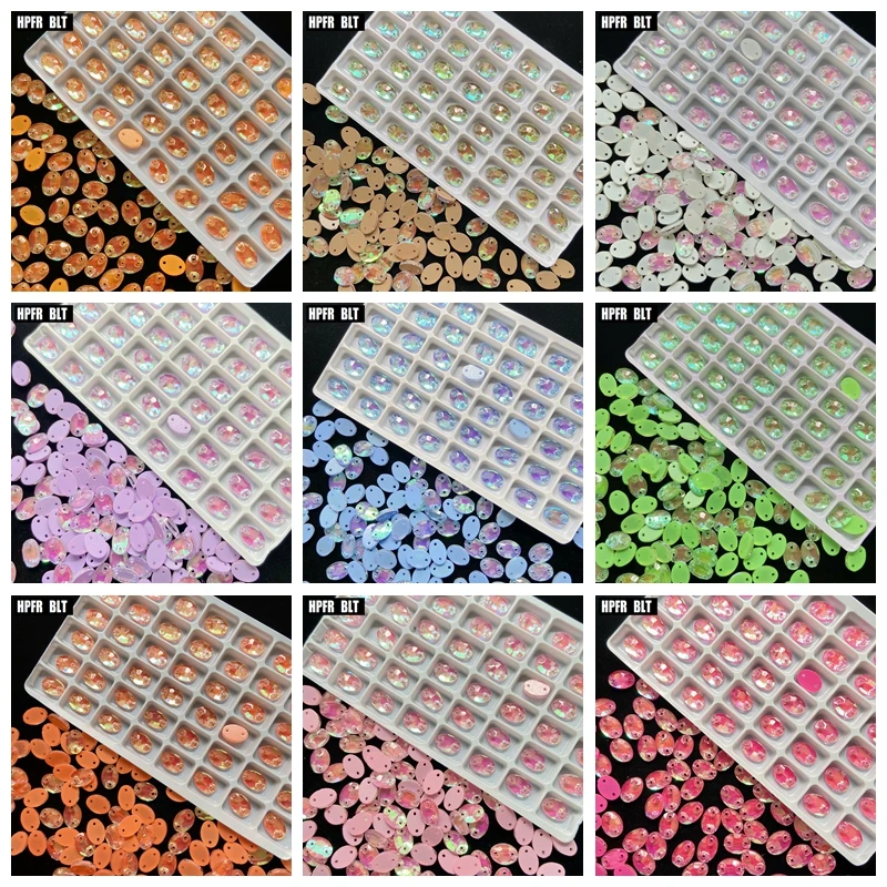 Флуоресцентные Стразы AB в форме яйца для дизайна ногтей украшения с блестящими