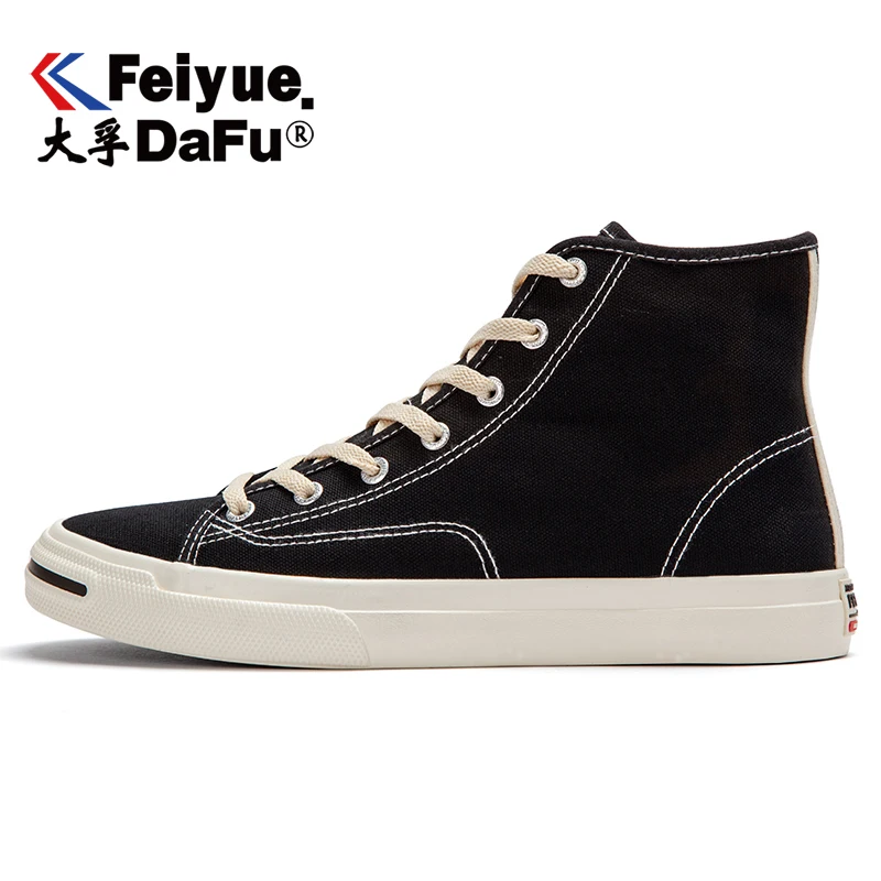 Feiyue/Повседневная парусиновая обувь; 904N; высокая черная обувь на плоской подошве для мужчин и женщин; Вулканизированная обувь; дышащие кроссовки; простая обувь на плоской подошве для скейтбординга