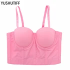 Женский укороченный топ без рукавов, сексуальный бюстгальтер со встроенным бюстгальтером, укороченный топ для ночного клуба и вечевечерние, регулируемое бюстье YH8081