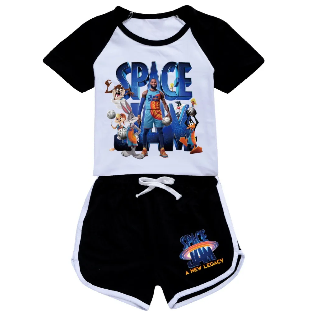 

2021 SPACE JAM 2 Baby Girls Boys Clothes Outfits Summer Kids Short Sleeve T-Shirts+Shorts 2pcs Outfits Children's Suit Pyjamas