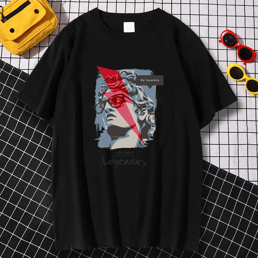 

Kohpweran Cartoon Printed Maximum Legendary Pattern Men Loose Vintage Cartoons Loose Tshirt Fashion Crewneck Shirts