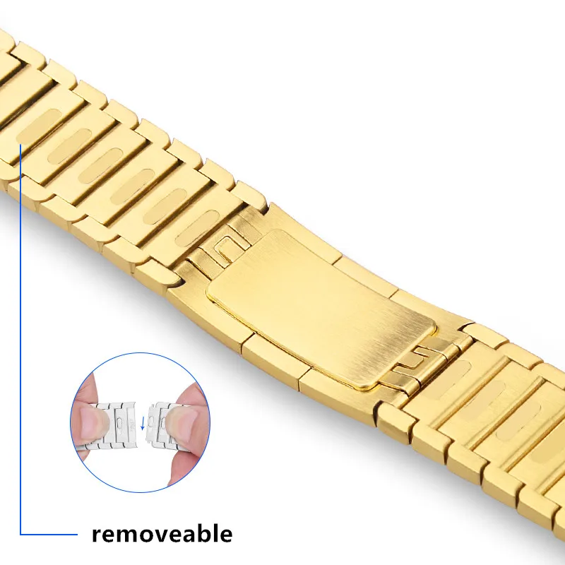 A gold Ремешок из нержавеющей стали для Apple Watch band 4 5 44 мм 40 мм стальной ремешок iwatch 4 3 ремешок 42 мм 38 мм 36L металлический браслет для часов - Цвет ремешка: A gold