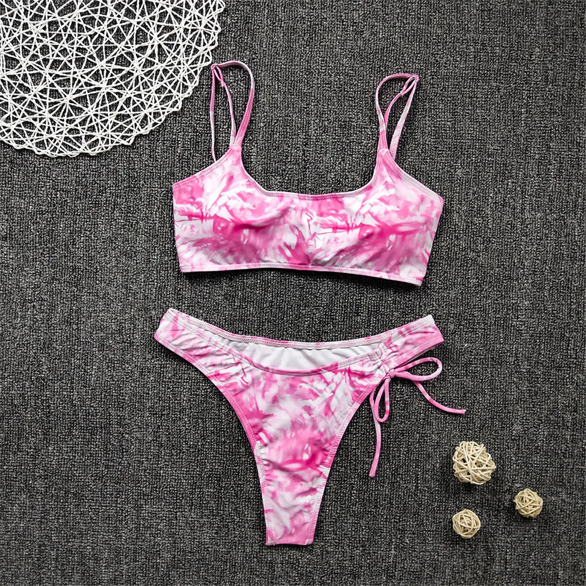 

Pink High Cut Push Up Swimsuit High Waist Bikini Women Swimwear Two-pieces Bikini Set Bather Pool Bathing Suit Swim