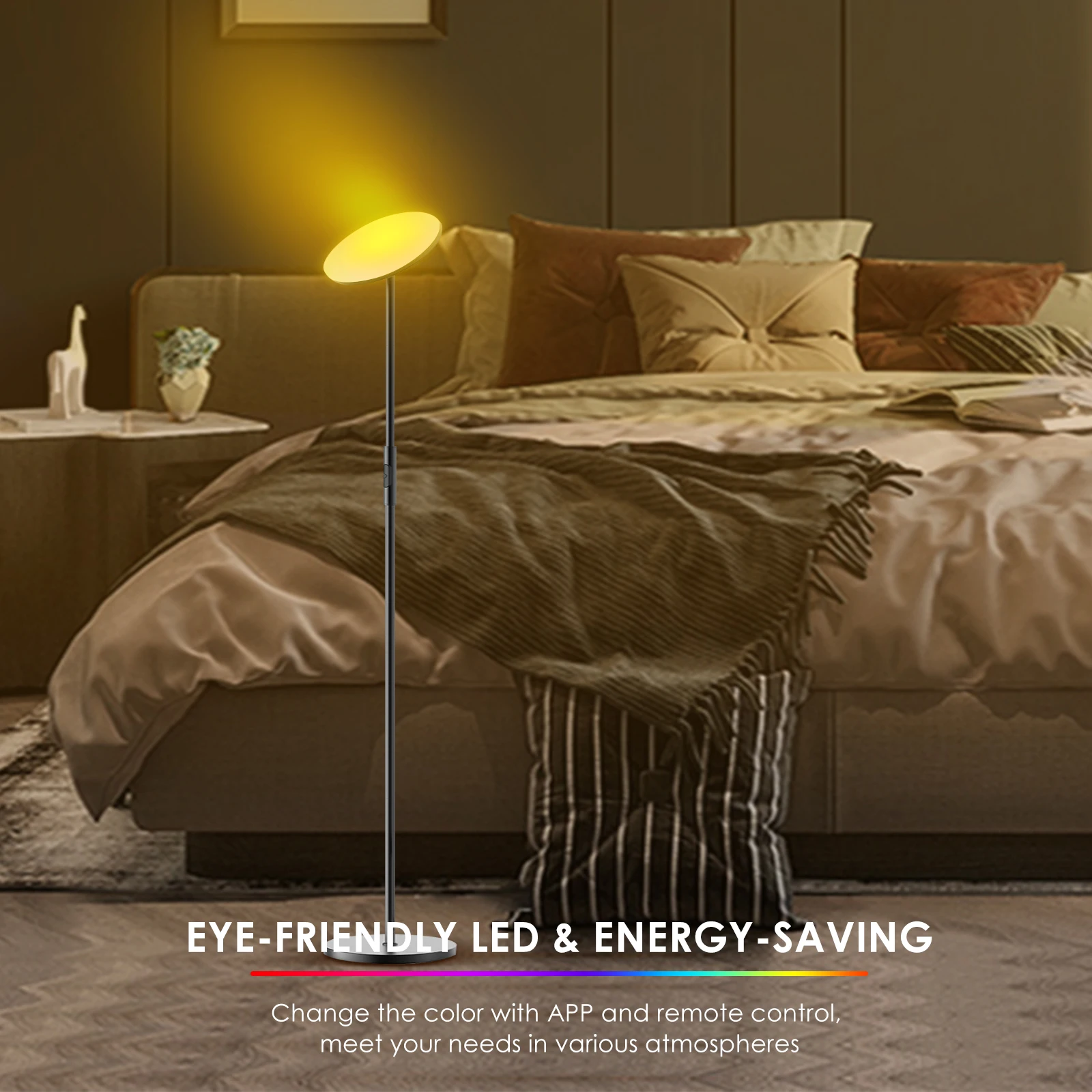 

AUPORO Smart WiFi 24W LED Floor Lamp Super Bright RGB Living Room Ceiling Floodlight Sync Music Timer Memory Function For Home