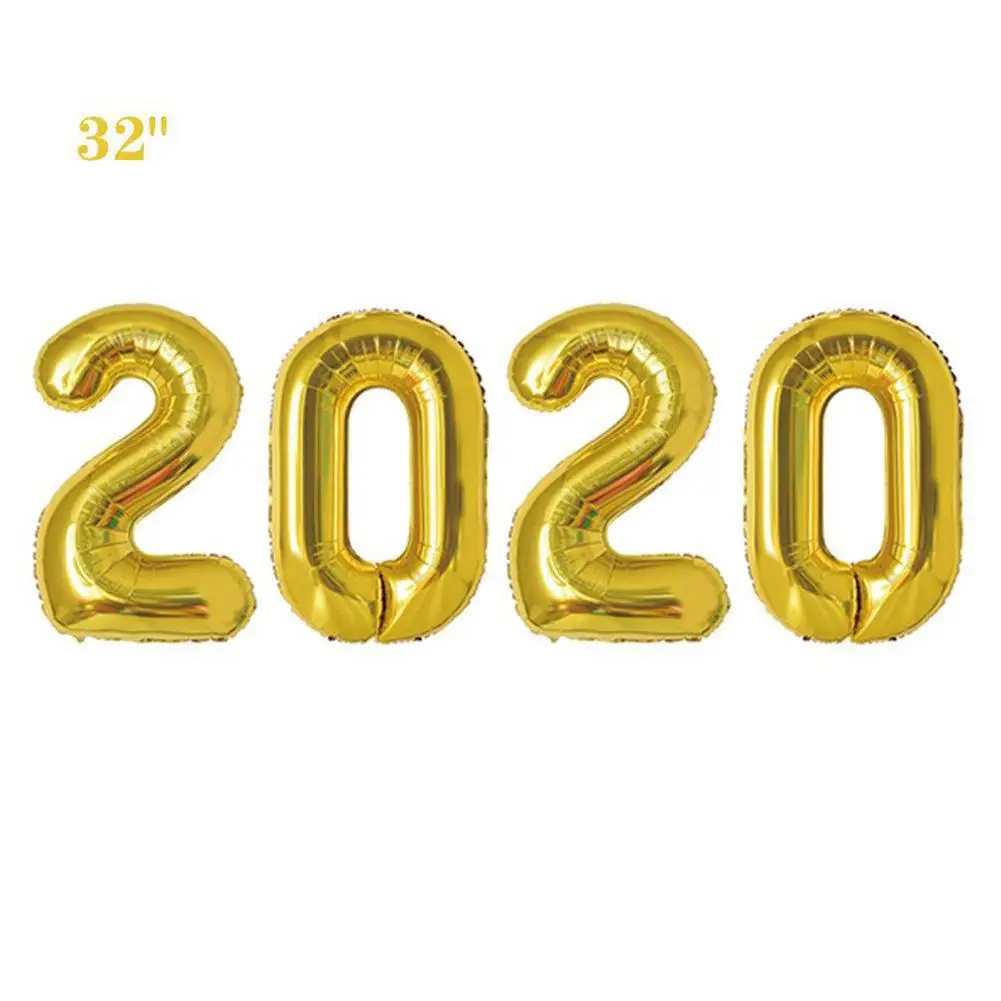 32 дюйма 2020 в форме цифр алюминиевая пленка баллон с лентой для новогодних