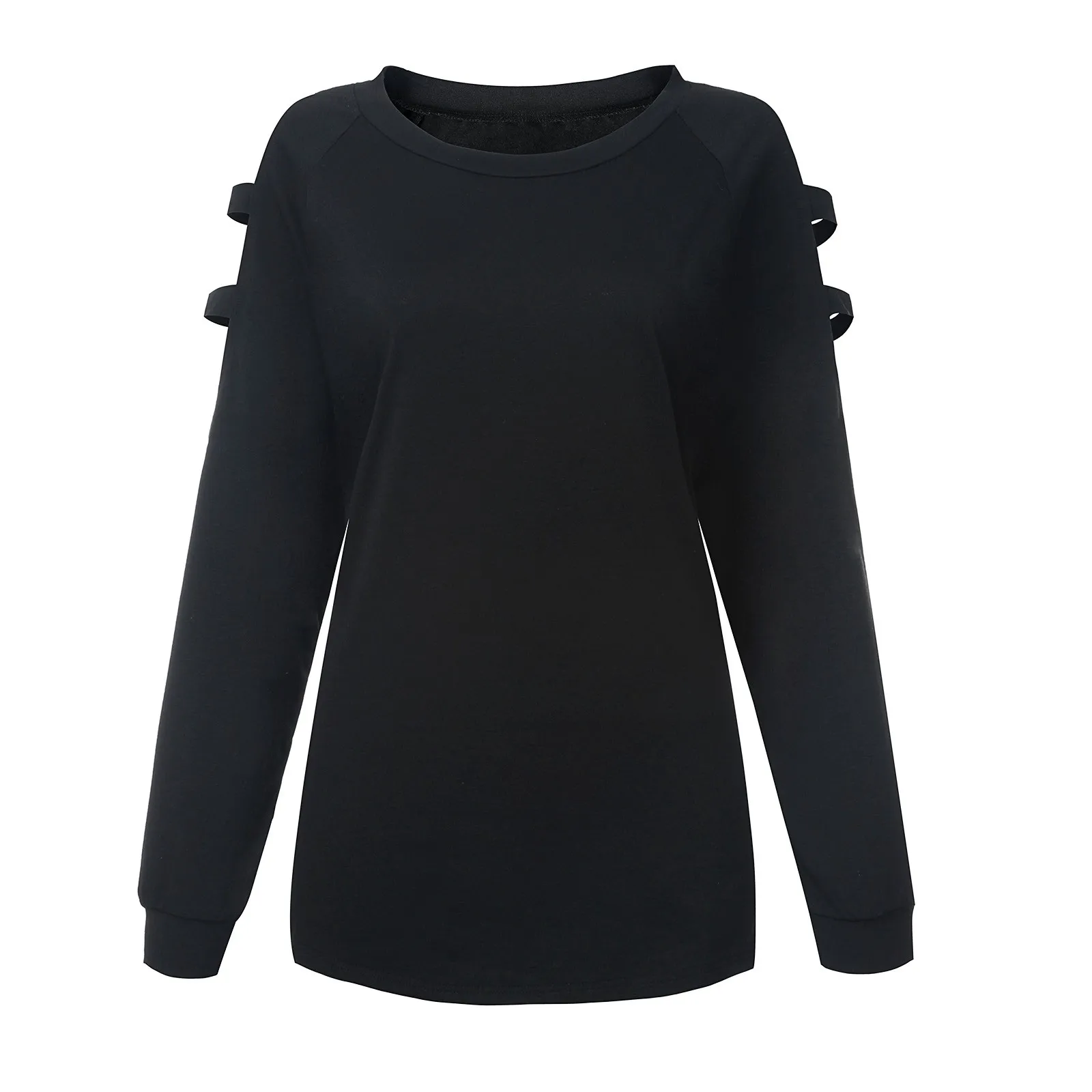 

Fashion Sexy Hollow Out Women's T-Shirt Casual Round Neck Solid Color Long Sleeve Top Female Clothing Chemise Femme Tops Mujer