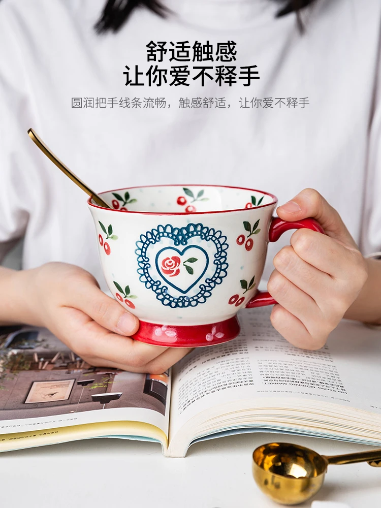 

Creative Coffee Mug Cup Ceramic Personalized Cute Sakura Couple Mug Milk Tea with Lid Spoon Tazas De Cafe Eco Friendly AD50MC