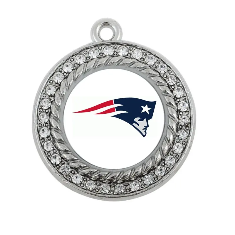 

NEW ENGLAND NE FOOTBALL CHARM ANTIQUE SILVER PLATED CRYSTAL JEWJLRY