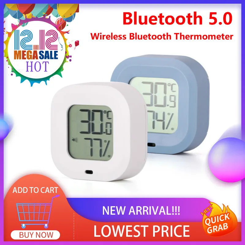 

Wireless Bluetooth-compatible Thermometer Hygrometer LCD Digital Temperature Humidity High Precision Smart Sensor App Control