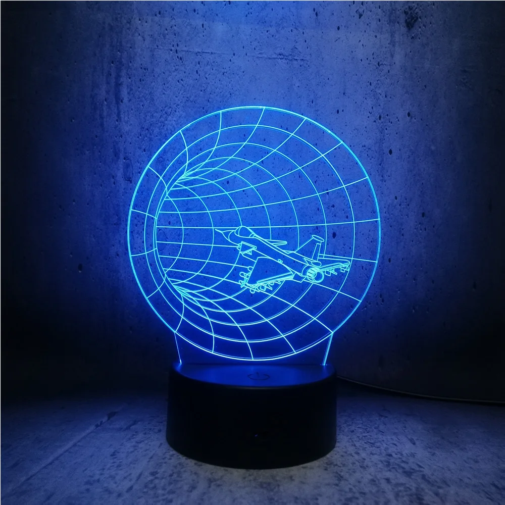 Новый дизайн 3D светодиодная USB лампа космический самолет через вуаль времени 7