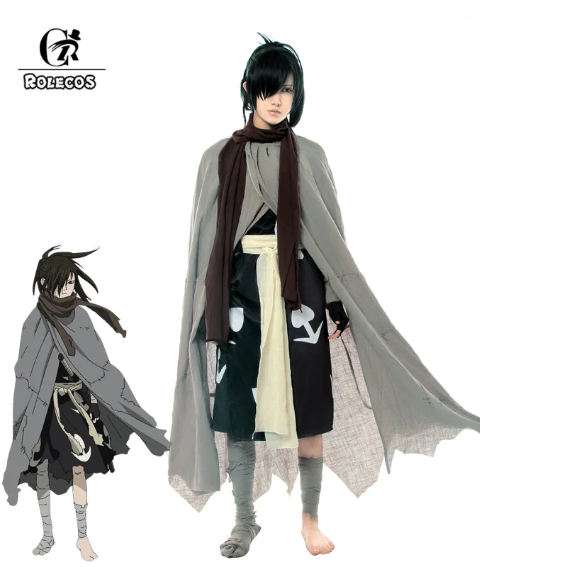 ROLECOS аниме Dororo Косплей костюмы Hyakkimaru костюм японское кимоно с плащом для унисекс косплей костюм кимоно
