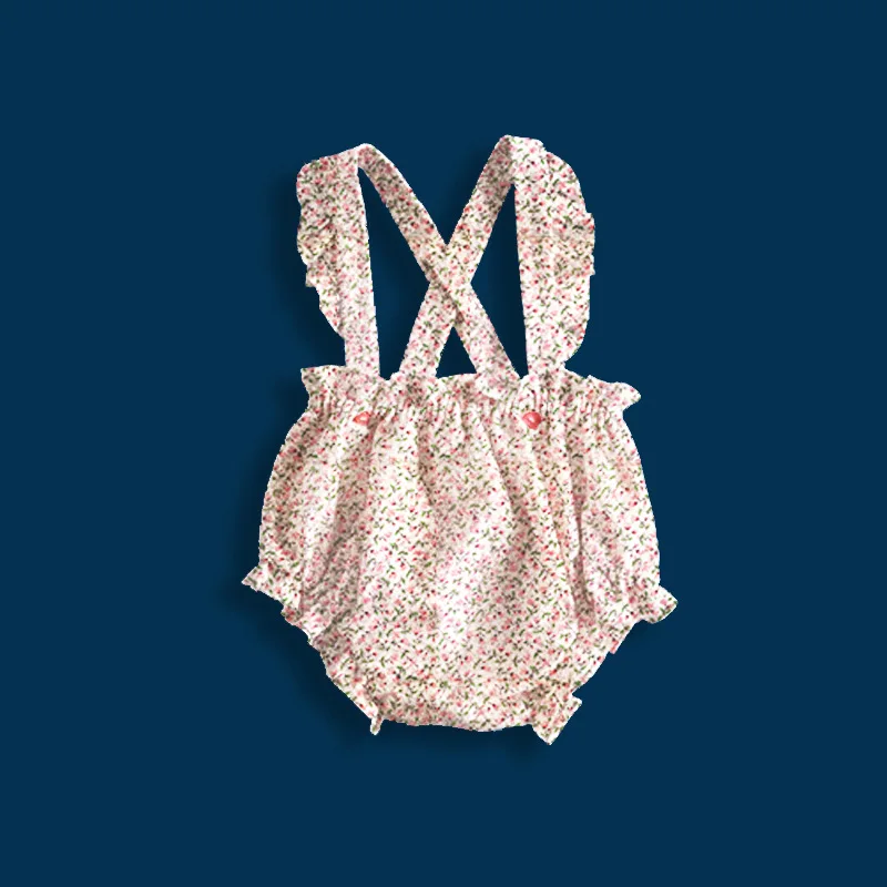 Newborn Baby Rompers Cute Girls Summer Clothes Sleeveless Ruffle Floral Print One-piece Toddler Infant Cotton Clothing