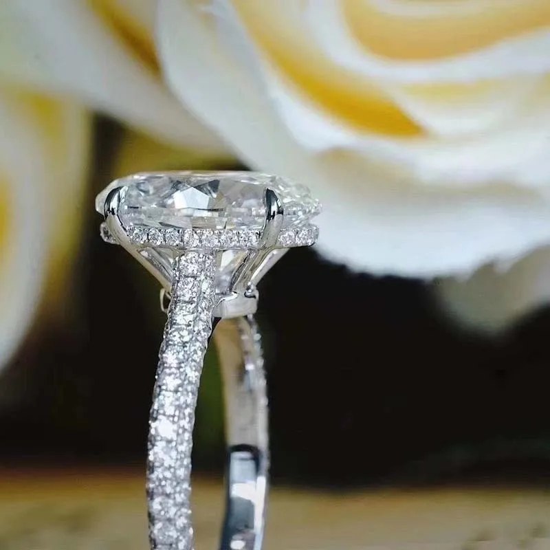 925 sterling silver Oval 4ct Lab Diamond cz Ring Silver Color Engagement Wedding band Rings for Women Bridal Jewelry Gift (art.: 3920b86dbe558) - 3920b86dbe558