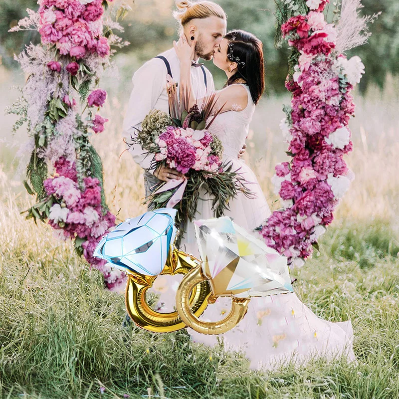 2 шт. фольгированные воздушные шары в виде кольца с бриллиантами|Украшения своими