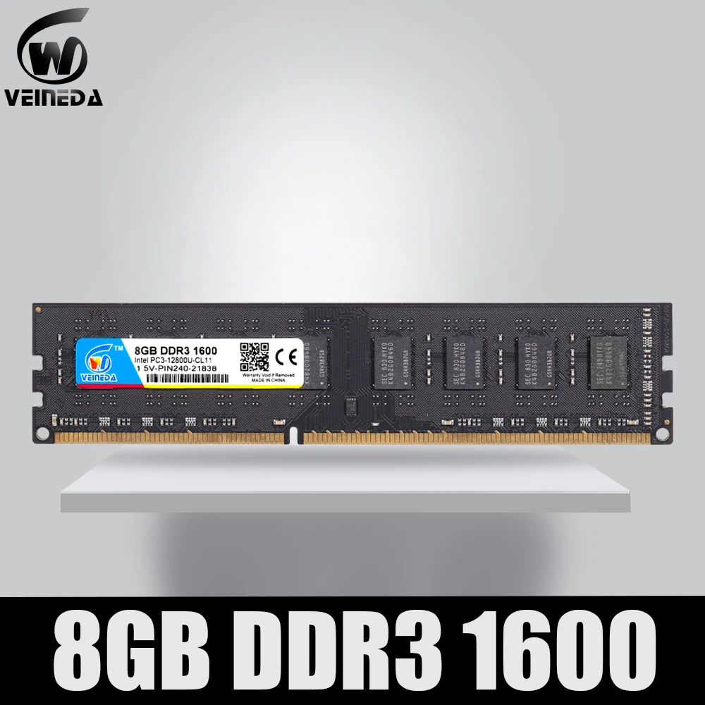 

VEINEDA DDR3 8GB 1333 PC3-10600 240PIN Dimm Ram Compatible 8gb ddr3 1600 PC3-12800 For AMD Intel DeskPC