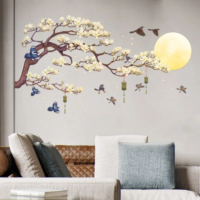 

Chinese Sunset Landscape Wall Sticker Home Decorative Wall Decals Living room Bedroom Sofa Wall Decor Murals Wallpapers Posters