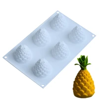 6 holes 3d pineapple silicone baking mould chocolate cake mold decoration mousse muffin moule cookie wedding moule summer