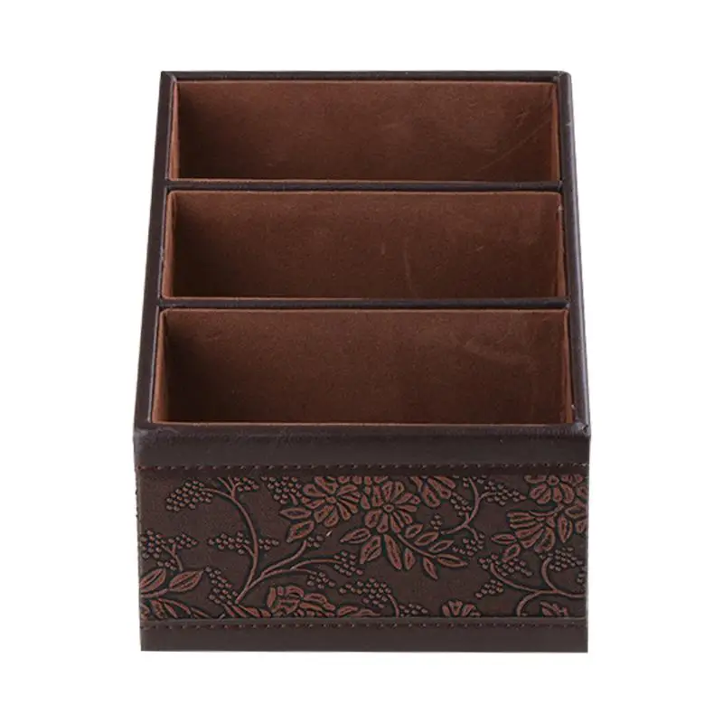 3 отделения Ретро ПУ коробка для хранения Контейнер чехол с цветочным узором