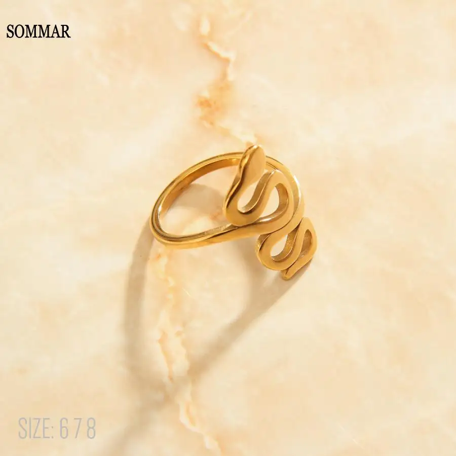 

Подвески SOMMAR из смолы, золотой цвет, размер 6, 7, 8, кольца для девушки для женщин, 2020 кольцо в форме змеи, подарок для девушки на день рождения