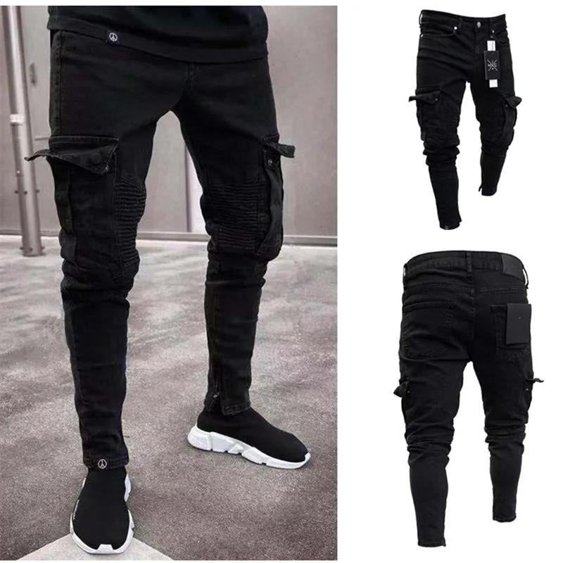 

Men Jeans Fashion Casual Denim Pants Men New Zipper Trendy Ripped Jeans for Men