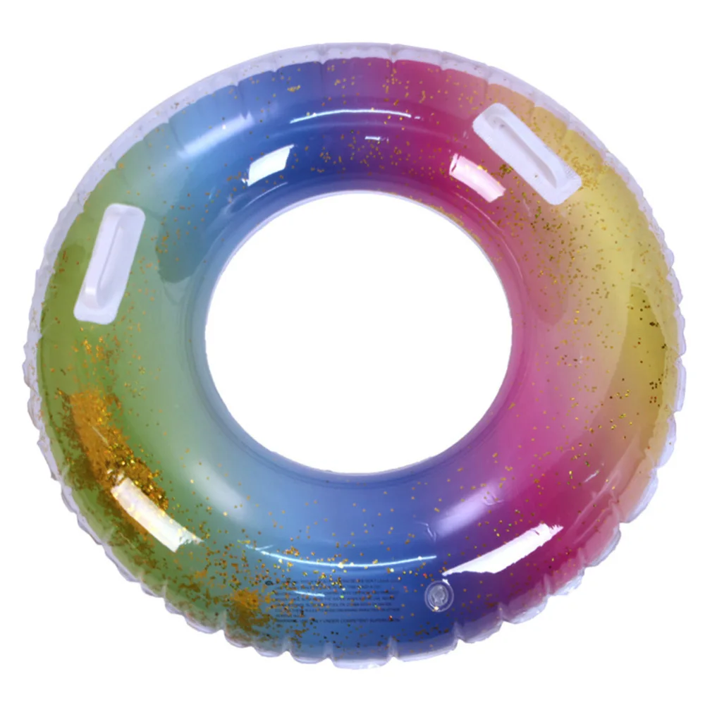 

Thicken Sequins Translucent Gradient Rainbow Inflatable Swim Ring Safety Aid Float Seat Ring Sports Accessory for Adult Woman (6