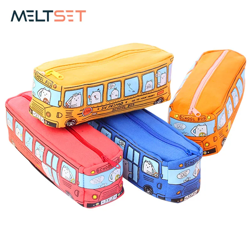 Чехол для карандашей в форме школьного автобуса милый пенал с животными