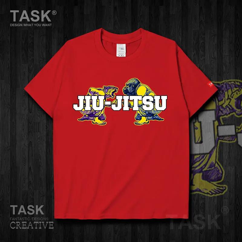 

Brazil Jiu Jitsu Leopards VS Orangutans Animal Illustration Printed T-Shirt Summer Cotton Short Sleeve O-Neck Men's T Shirt New