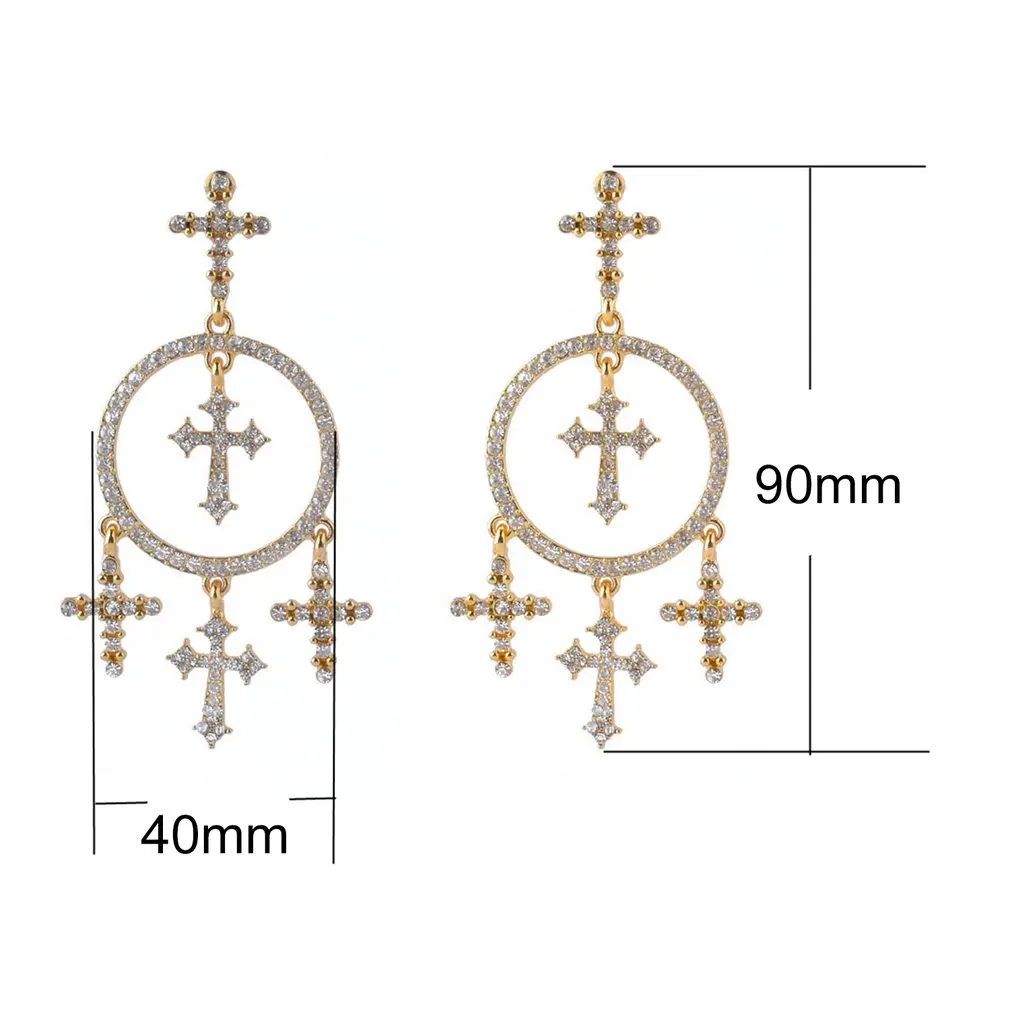 GENBOLI винтажные Бохо кристалл крест Висячие серьги для женщин барокко богемные