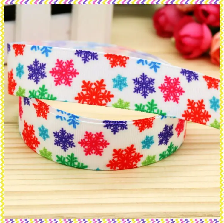

DHK 7/8 ''5 ярдов, корсажная лента с принтом снежинок, головной убор, бант для волос, сделай сам, украшение для вечеринки, OEM, оптовая продажа, 22 мм, ...