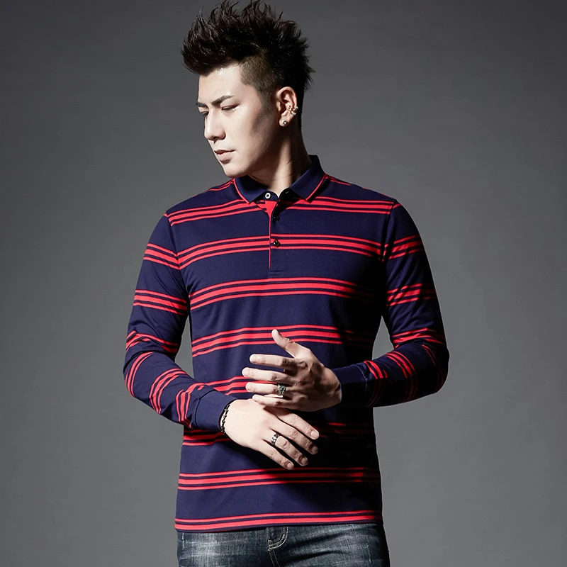 2019 Новая модная полосатая Мужская рубашка поло Высококачественная блузка