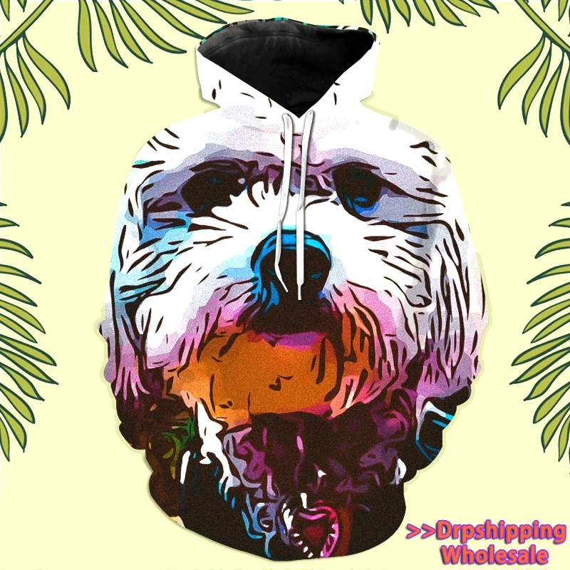 Новинка женские толстовки с капюшоном для девочек 3D Shih Tzu собаки животные рисунок