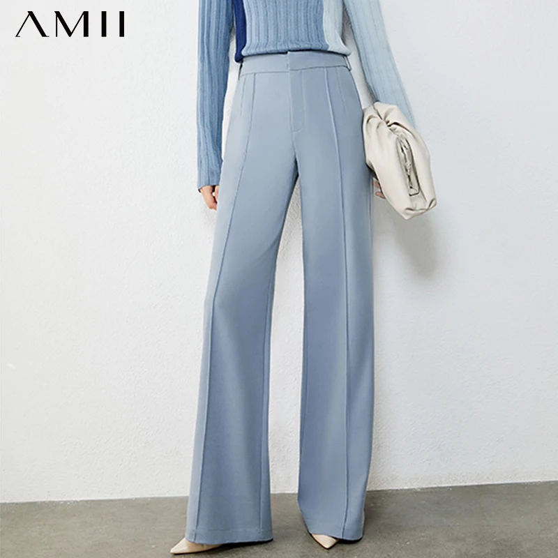 

Amii Minimalism Autumn Winter Women's Pants Fashion Causal Solid High Waist Bell-bottomed Pants Female Trousers 12040774