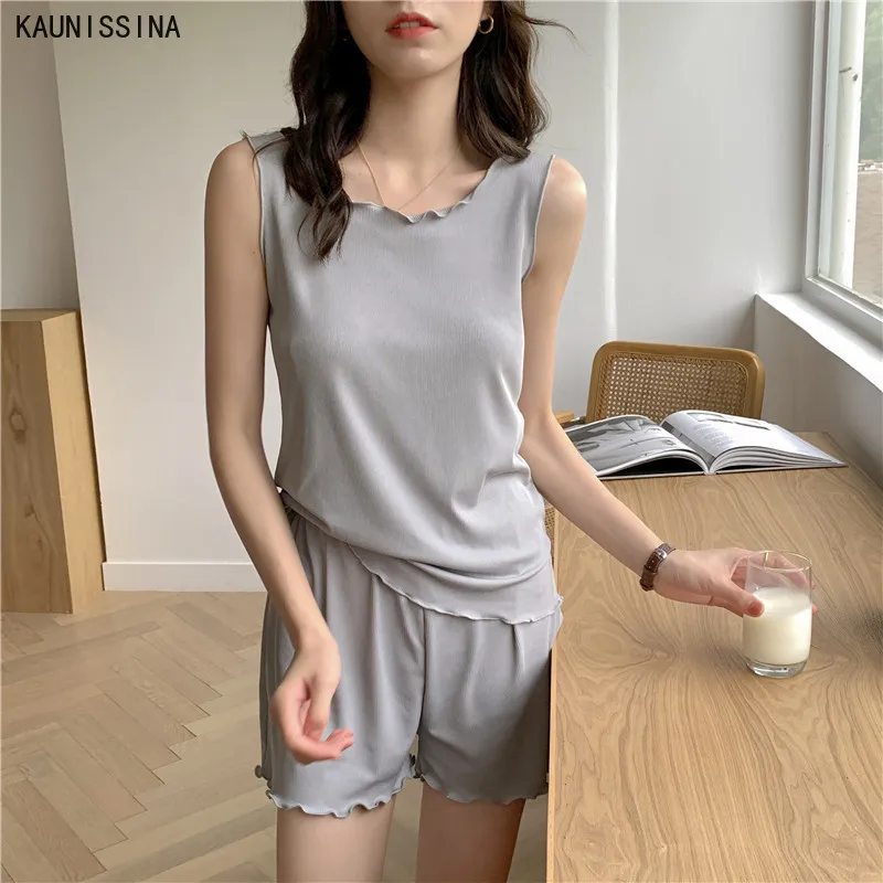 

Women Pajama Set Modal Sleepwear Tank Top and Shorts Lounge Wear Female Lingerie Nightwear Sets Home Clothes Sexy Pajamas