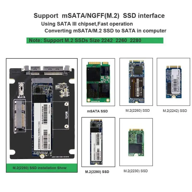 Переходник mSATA NGFF M2 на SATA переходник mSATA/NGFF SSD 2 5 дюйма адаптер Поддержка + M.2