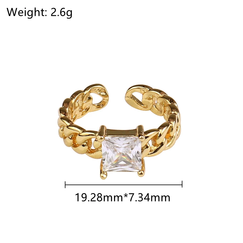 

Lispector 925 Sterling Silver Shiny Geometric Zircon Hollow Rings for Women Braided Open Cuban Chain Rings Unisex Couple Jewelry