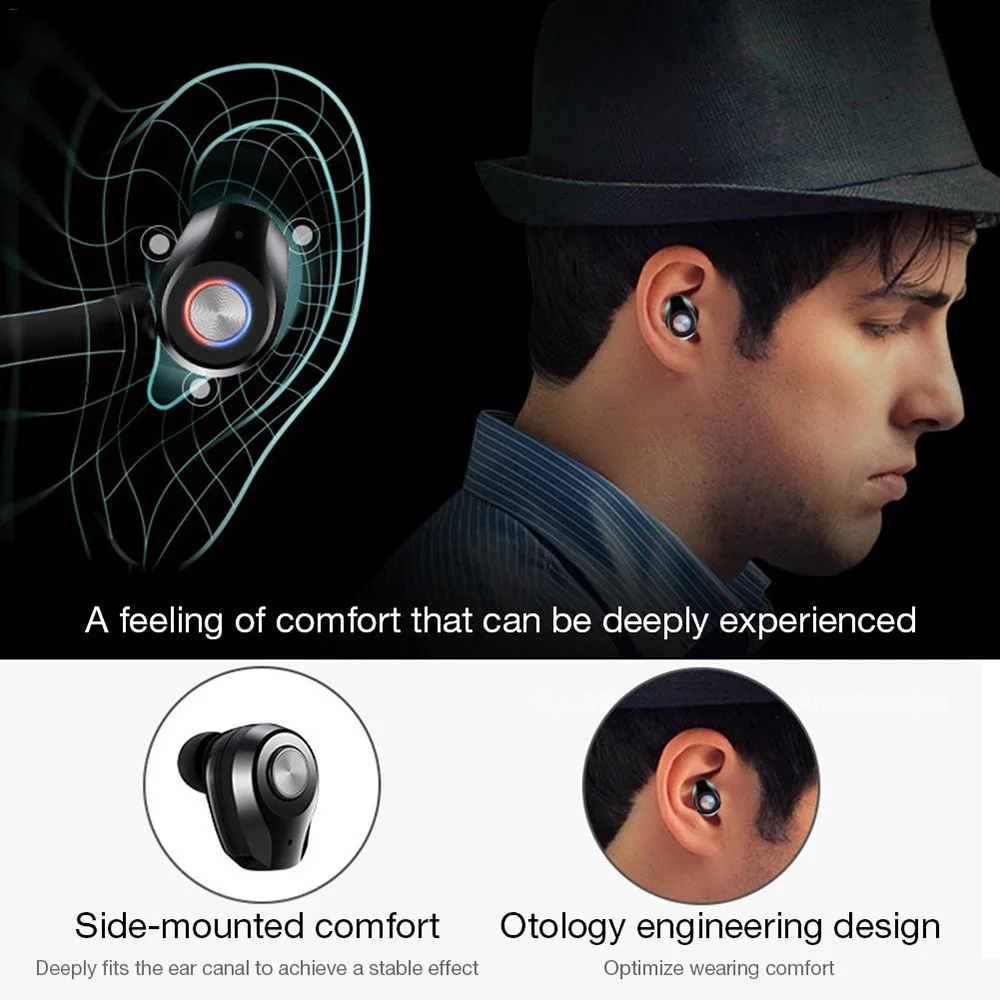 

TD03 Bluetooth Headset Wireless Sports Invisible Earbuds Earphones Mini Stereo In-ear Single Ear Headset With Charging Box