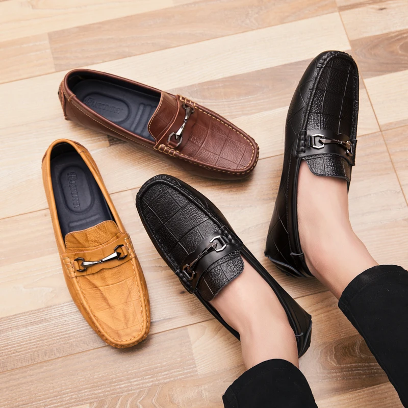 Классические мужские туфли Мягкая дышащая повседневная обувь из натуральной