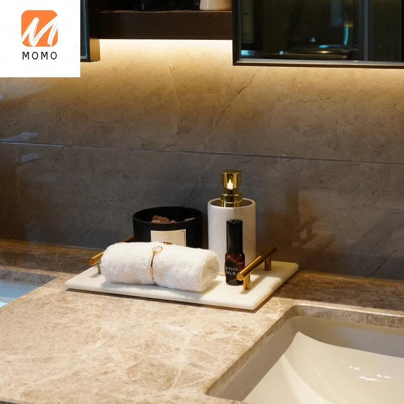 

Set Bathroom Table Rectangular Tray Decoration Bathroom Kit Light Luxury