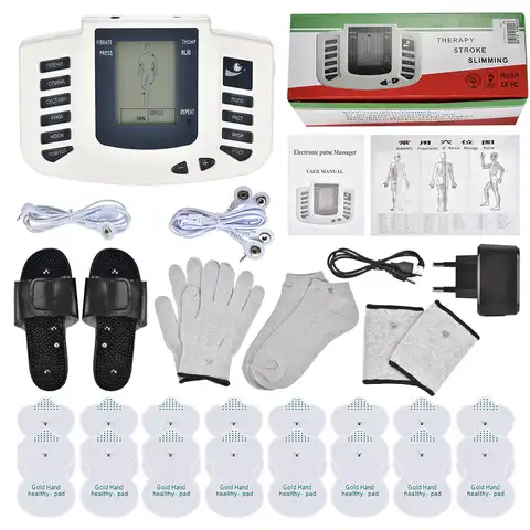 Электрический EMS-стимулятор мышц тела с вилкой ЕС/США, акупунктурный импульсный массажер, 16 подушечек, цифровой аппарат для терапии, уход за ...