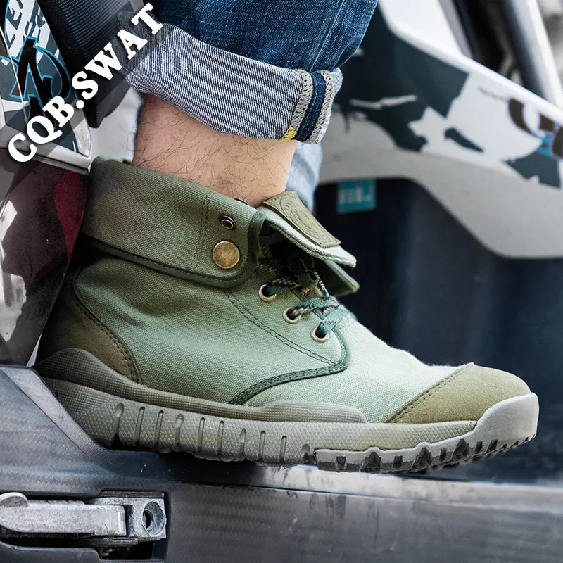 Повседневная парусиновая обувь черная Уличная походные тактические ботинки для