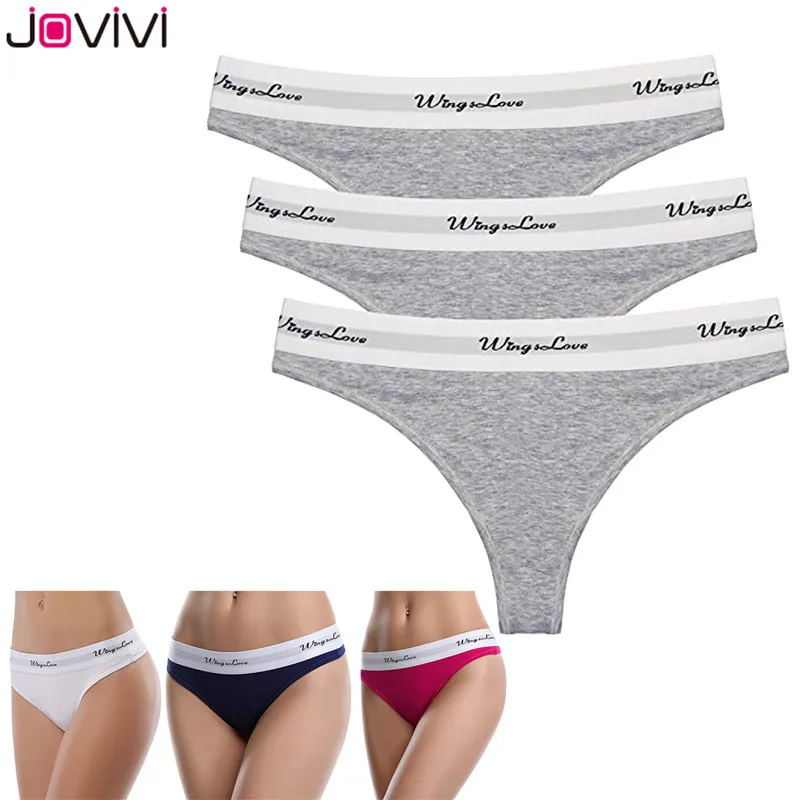 Jovivi 3 шт. в упаковке женские бесшовные хлопковые сексуальные трусики-Танга нижнее белье Wingslove S-L размер белый/серый/синий/розовый красный