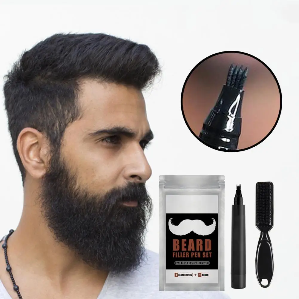 

Борода ручка заполнения Применение легко многоцелевой натуральный 4 наконечниками борода наполнитель перо набор для макияжа