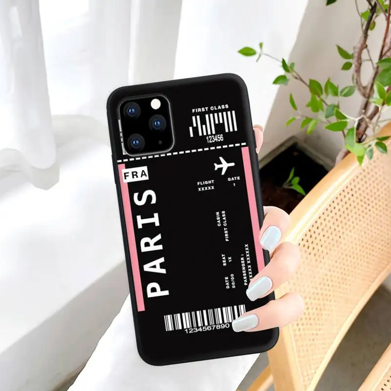 

Black Plane Ticket Black Silicone Cell Phone Cover Case For IPhone 12 11 Pro Max Xs X Xr 7 8 6 6s Plus 5 5s Se 2020