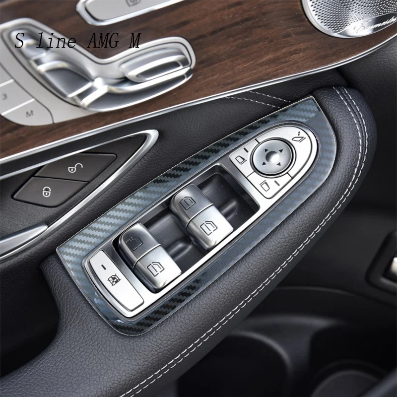 Автомобильный Стайлинг дверные кнопки панели из углеродного волокна авто